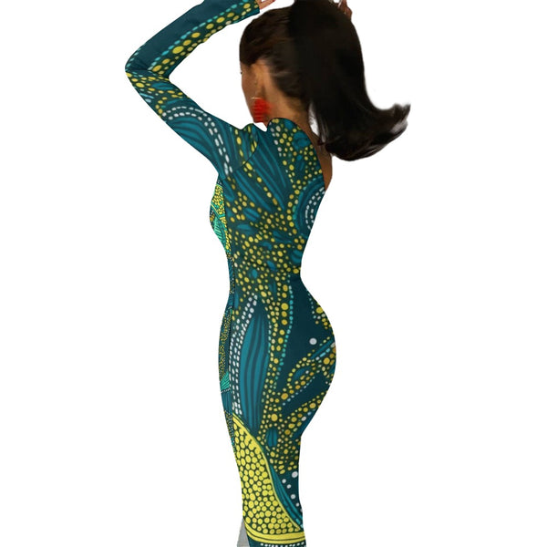 Bold and Glamorous African Print Bodycon Dress with Half Sleeves | Ideal for Celebrations| African Wax Pattern| Half Sleeve Slit Dress | Stand Out in Style