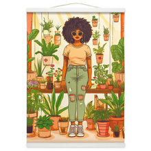 Load image into Gallery viewer, Plant Mom Collection | Peach Dream | Hanging Canvas Prints | Black Woman | By Her Beloved Plant Babies |
