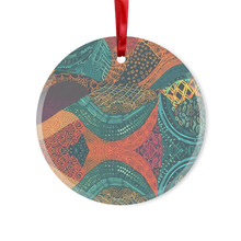 Load image into Gallery viewer, Kente Kaleidoscope| African Wax Print | African Pattern| Glass Hanging Ornament
