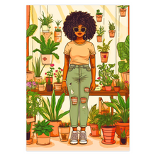 Load image into Gallery viewer, Plant Mom Collection | Peach Dream |  Folded Cards | Black Woman By Her Beloved Plant Babies |
