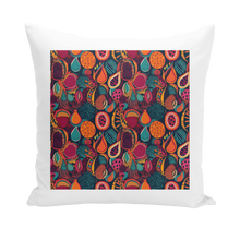 Load image into Gallery viewer, African Batik Print, Bold and Bountiful, Oranges, Fig, Passion Fruit, Black Owned - Teal, Plumb, Burt Orange | Throw Pillows |
