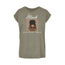 Load image into Gallery viewer, Black In Tech Collection | Black Innovator | Women&#39;s Extended Shoulder T-Shirt XS-5XL
