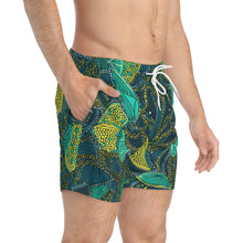 Load image into Gallery viewer, | Zanzibar Zest |  Mens&#39;s Swim Trunks | African Wax Print | African Print Festive Clothing for Adventurous Souls African |
