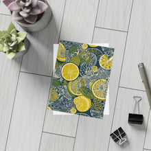 Load image into Gallery viewer, Lemons and Leaves: Lemonade brunch Blue Postcard Bundles |envelopes included | African Wax Print |
