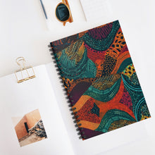 Load image into Gallery viewer, Kente Kaleidoscope| Spiral Notebook | Ruled Line | African Wax Print | Orange,Teal |
