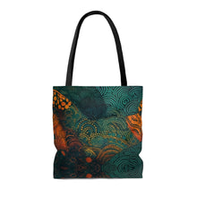 Load image into Gallery viewer, | Ndebele Harmony | African Wax Print| Tote Bag | Shopping Bag | Teal &amp; Orange | Reusable Shopping Bag
