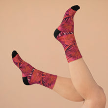 Load image into Gallery viewer, Serengeti Sunset| Recycled Poly Socks| African Wax Print| Pink, Orange, &amp; Purple |
