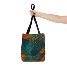 Load image into Gallery viewer, | Ndebele Harmony | African Wax Print| Tote Bag | Shopping Bag | Teal &amp; Orange | Reusable Shopping Bag
