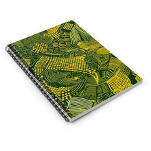 Load image into Gallery viewer, Berber Bliss | Spiral Notebook | Ruled Line | African Wax Print | Green, Yellow |
