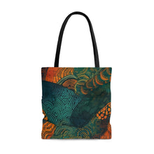 Load image into Gallery viewer, | Ndebele Harmony | African Wax Print| Tote Bag | Shopping Bag | Teal &amp; Orange | Reusable Shopping Bag
