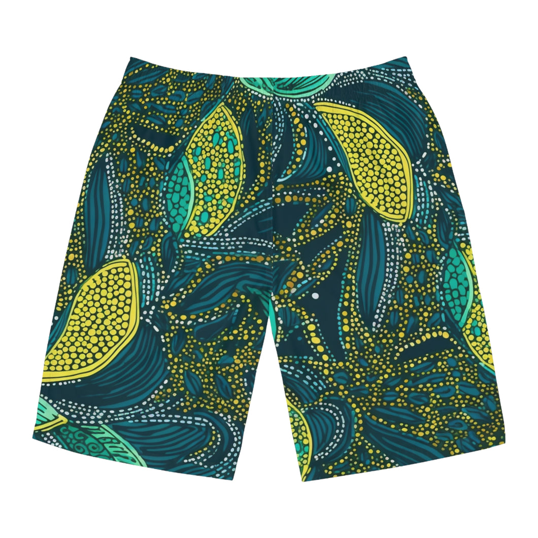 | Zanzibar Zest | Men's Board Shorts | African Wax Print | African Fashion African Batik  Wax Print |