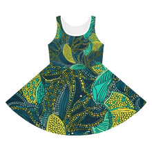 Load image into Gallery viewer, | Zanzibar Zest | African Batik Wax | Girls&#39; Sleeveless Sundress | Girls African Print Dress | African Batik Wax Print |
