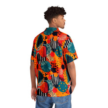 Load image into Gallery viewer, Kalahari Kaleidoscope | Men&#39;s Hawaiian Shirt | African Wax print |  Up to 5x| Blue, Orange |
