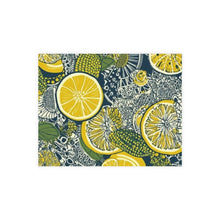 Load image into Gallery viewer, Lemons and Leaves: Lemonade brunch Blue Postcard Bundles |envelopes included | African Wax Print |
