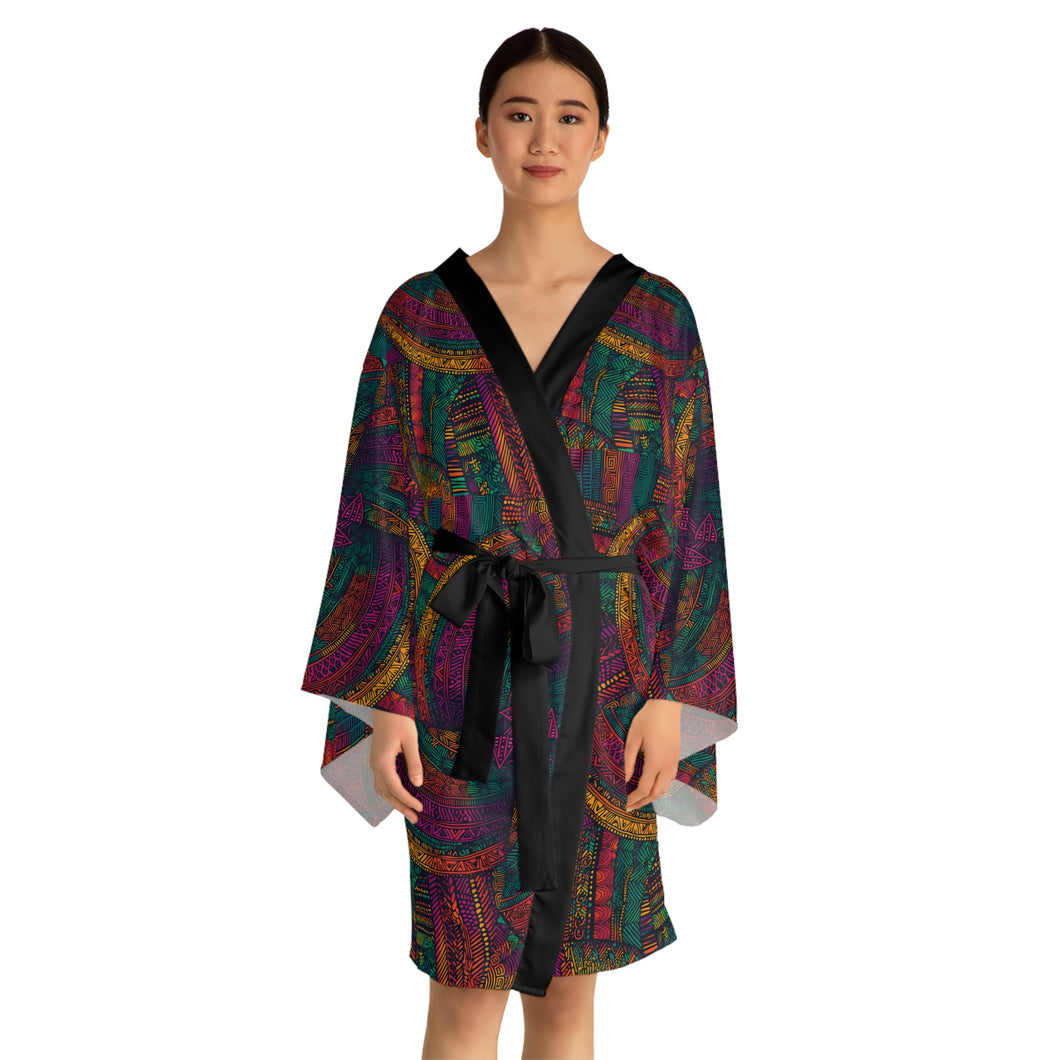 Tuareg Tempest |  Long Sleeve Robe | African  Wax Print |