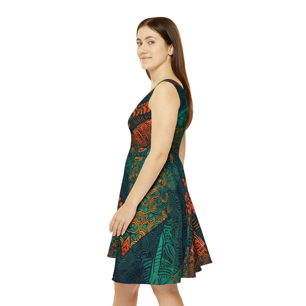 | Kente Kaleidoscope | Women's Skater Dress|  African Wax Print|