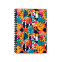 Load image into Gallery viewer, Kalahari Kaleidoscope | Spiral Notebook - Ruled Line | African Wax Print | Orange, Teal |
