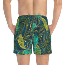 Load image into Gallery viewer, | Zanzibar Zest |  Mens&#39;s Swim Trunks | African Wax Print | African Print Festive Clothing for Adventurous Souls African |
