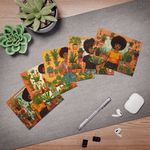 Load image into Gallery viewer, Plant Mom Collection | Tequlia Sunrise | Multi-Design Blank Greeting Cards | 5-Pack | Black Woman | By Her Beloved Plant Babies |
