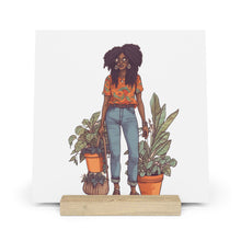 Load image into Gallery viewer, Plant Mom Collection | Kesha | Gallery Board with Stand | Black African American Women Plant Mom| Orange
