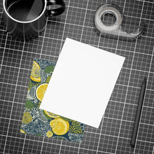 Load image into Gallery viewer, Lemons and Leaves: Lemonade brunch Blue Postcard Bundles |envelopes included | African Wax Print |
