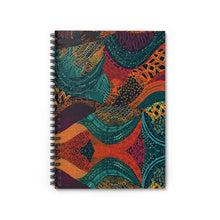 Load image into Gallery viewer, Kente Kaleidoscope| Spiral Notebook | Ruled Line | African Wax Print | Orange,Teal |
