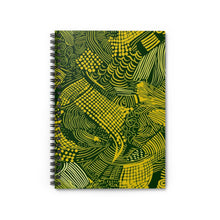 Load image into Gallery viewer, Berber Bliss | Spiral Notebook | Ruled Line | African Wax Print | Green, Yellow |
