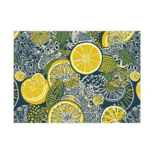 Load image into Gallery viewer, Lemons and Leaves: Lemonade brunch Blue Postcard Bundles |envelopes included | African Wax Print |
