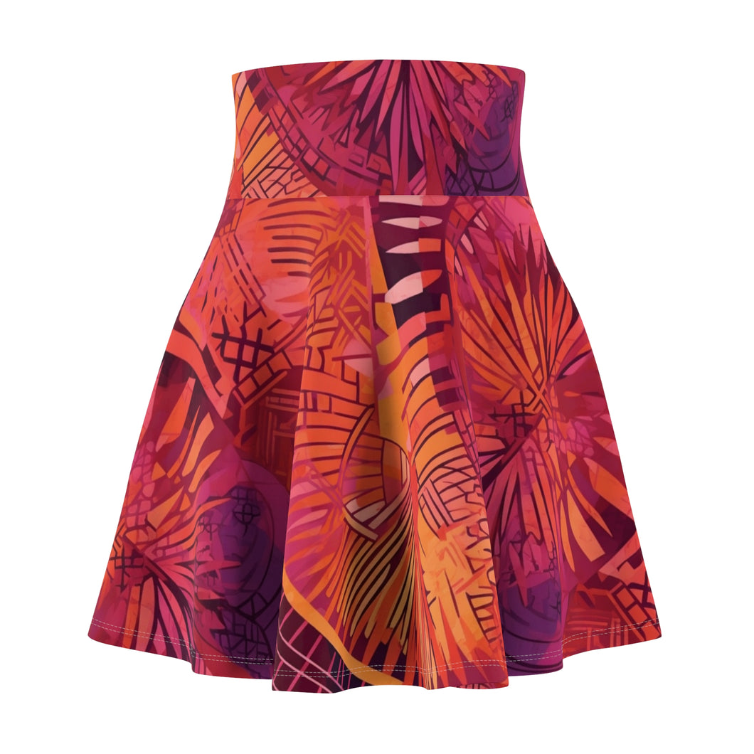 Serengeti Sunset | Women's Skater Skirt | African Wax Print | Pink, Orange, & Purple |