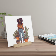 Load image into Gallery viewer, Plant Mom Collection | Kesha | Gallery Board with Stand | Black African American Women Plant Mom| Orange
