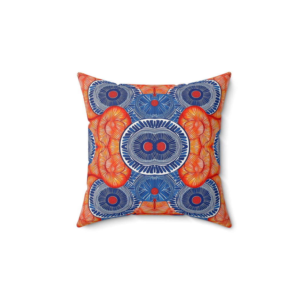 Spun Polyester Square Pillow | African Wax Print|