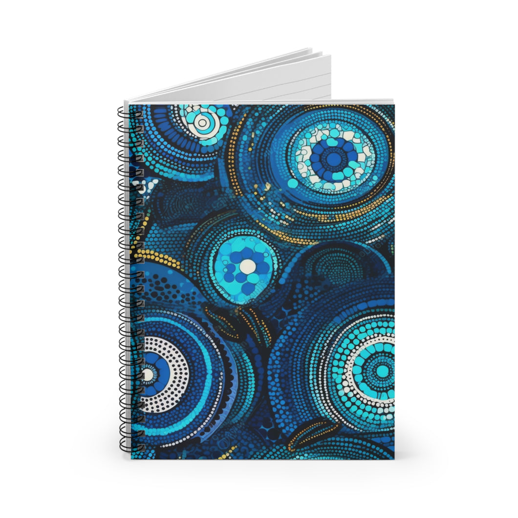 Hausa Hues | Spiral Notebook | Ruled Line | African Wax Print | Blue, White | Journal