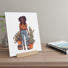 Load image into Gallery viewer, Plant Mom Collection | Kesha | Gallery Board with Stand | Black African American Women Plant Mom| Orange
