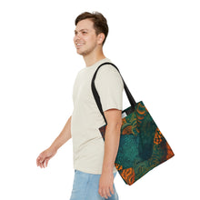 Load image into Gallery viewer, | Ndebele Harmony | African Wax Print| Tote Bag | Shopping Bag | Teal &amp; Orange | Reusable Shopping Bag
