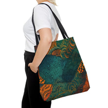 Load image into Gallery viewer, | Ndebele Harmony | African Wax Print| Tote Bag | Shopping Bag | Teal &amp; Orange | Reusable Shopping Bag
