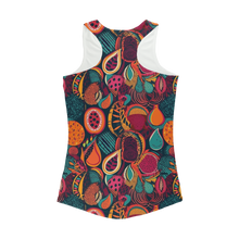 Load image into Gallery viewer, African Batik Print, Bold and Bountiful, Oranges, Fig, Passion Fruit, Black Owned - Teal, Plumb, Burt Orange  Women Performance Yoga Tank Top
