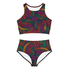 Load image into Gallery viewer, Tuareg Tempest | Sporty Racerback Bikini Set |. Set The Pace with | African Wax Print |
