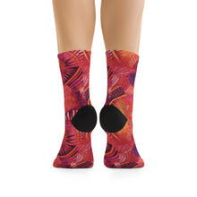 Load image into Gallery viewer, Serengeti Sunset| Recycled Poly Socks| African Wax Print| Pink, Orange, &amp; Purple |
