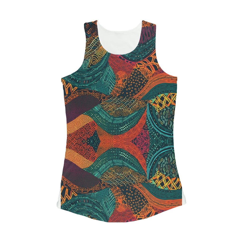 Kente Kaleidoscope| African Wax Print | African Pattern|  Women Performance Yoga Tank Top