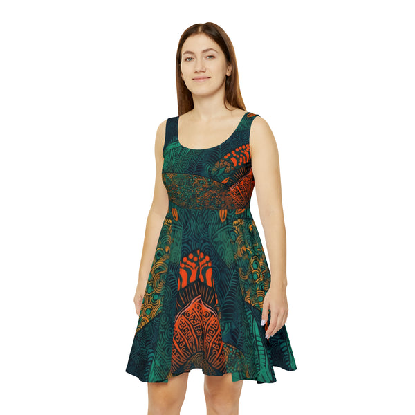 | Kente Kaleidoscope | Women's Skater Dress|  African Wax Print|