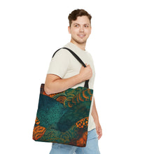 Load image into Gallery viewer, | Ndebele Harmony | African Wax Print| Tote Bag | Shopping Bag | Teal &amp; Orange | Reusable Shopping Bag
