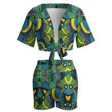 Load image into Gallery viewer, African wax batik Print | Separates| Two Piece  Romper Set| beach set| Engagement Party outfit| Bachelorette|
