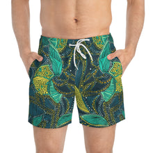 Load image into Gallery viewer, | Zanzibar Zest |  Mens&#39;s Swim Trunks | African Wax Print | African Print Festive Clothing for Adventurous Souls African |
