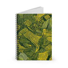 Load image into Gallery viewer, Berber Bliss | Spiral Notebook | Ruled Line | African Wax Print | Green, Yellow |
