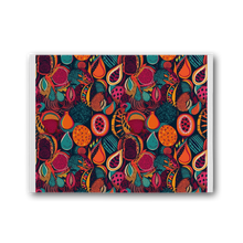 Load image into Gallery viewer, African Batik Print, Bold and Bountiful, Oranges, Fig, Passion Fruit, Black Owned - Teal, Plumb, Burt Orange | Premium Stretched Canvas |
