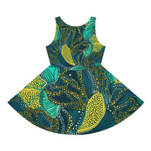 Load image into Gallery viewer, | Zanzibar Zest | African Batik Wax | Girls&#39; Sleeveless Sundress | Girls African Print Dress | African Batik Wax Print |
