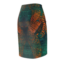 Load image into Gallery viewer, | Ndebele Harmony | African Wax Print | Women&#39;s Pencil Skirt | Teal &amp; Orange
