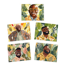 Load image into Gallery viewer, Black &amp; Bold Collection:  Black Men Bundle Multi-Design Greeting Cards (5-Pack)
