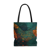 Load image into Gallery viewer, | Ndebele Harmony | African Wax Print| Tote Bag | Shopping Bag | Teal &amp; Orange | Reusable Shopping Bag
