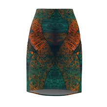 Load image into Gallery viewer, | Ndebele Harmony | African Wax Print | Women&#39;s Pencil Skirt | Teal &amp; Orange
